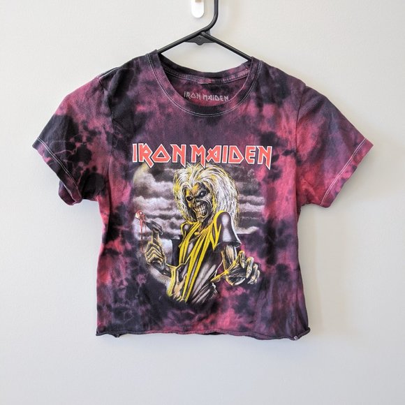 Iron Maiden Tops - Iron Maiden Tie-Dye Band T-shirt Cropped, size Small